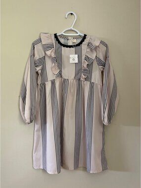NWT Wren & James Girls Size 10/12 The Harper Stripe Dress Puff Sleeves Bohemian